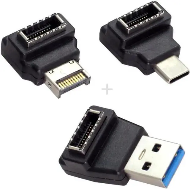 Alt view image 2 of 3 - 3pcs Type-A & Type-C Header Female Type-E to Male Adapter USB 3.1 Front Panel
