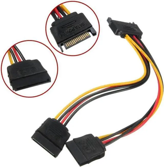 Alt view image 2 of 4 - SATA Power Y Splitter Cable, 15 Pin SATA Power Splitter Cable Adapter SATA 15 Pin Male to Dual Female Power Y- Cable, 7 Inch 50 Packs