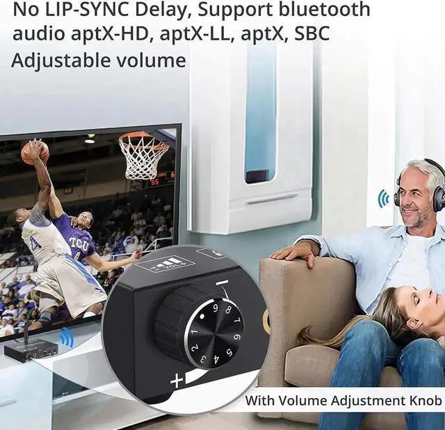Alt view image 3 of 7 - 192KHz DAC Digital to Analog Audio Converter Bluetooth5.0 Transmitter Receiver with aptX HD aptx Low Latency Wireless Audio Adapter