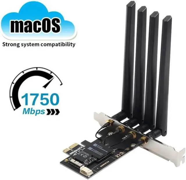 Alt view image 3 of 6 - PCI-E Wifi Card 802.11AC 1750Mbps Dual Band BCM94360CD Chip Wifi Bluetooth 4.0 Network Card for Windows 7/8/10/11 (Plug and Play for MacOS) support Airdrop Handoff