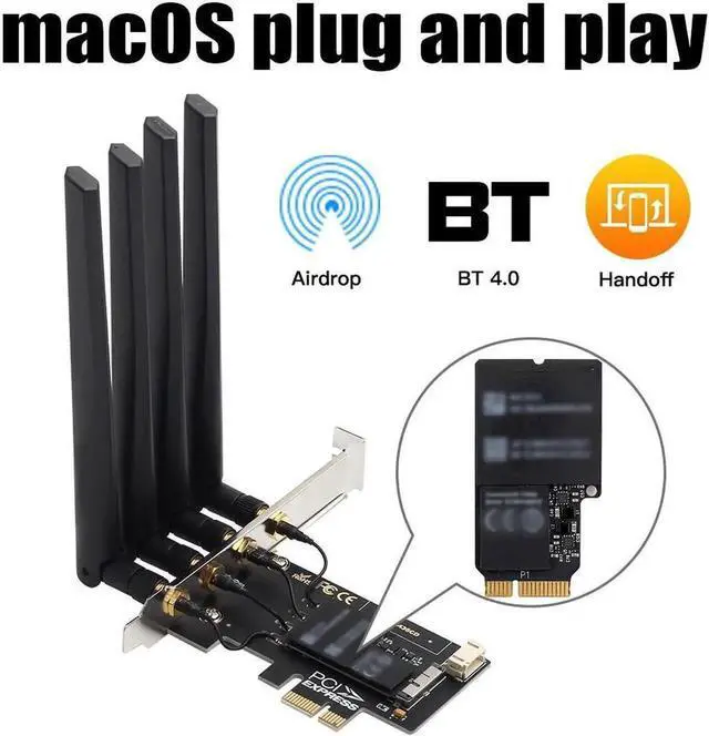 Main image of PCI-E Wifi Card 802.11AC 1750Mbps Dual Band BCM94360CD Chip Wifi Bluetooth 4.0 Network Card for Windows 7/8/10/11 (Plug and Play for MacOS) support Airdrop Handoff