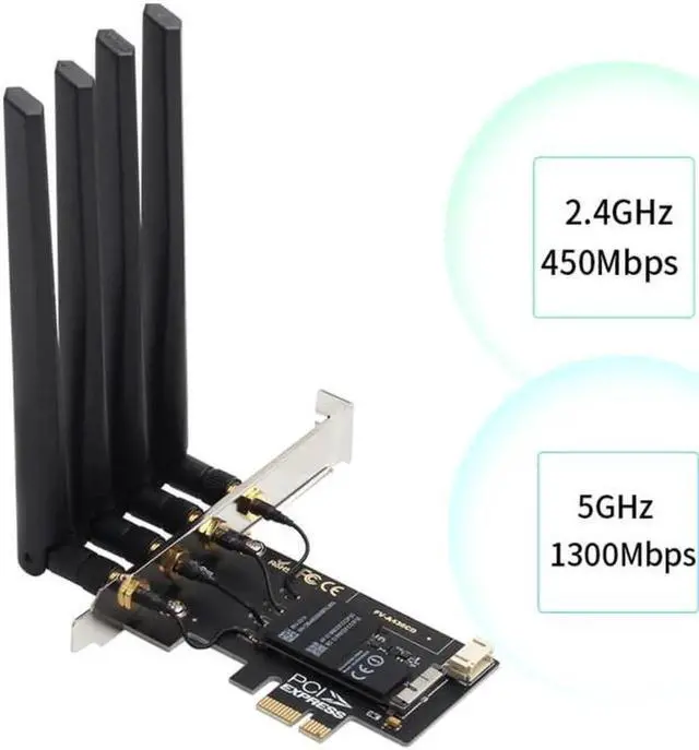 Alt view image 2 of 6 - PCI-E Wifi Card 802.11AC 1750Mbps Dual Band BCM94360CD Chip Wifi Bluetooth 4.0 Network Card for Windows 7/8/10/11 (Plug and Play for MacOS) support Airdrop Handoff