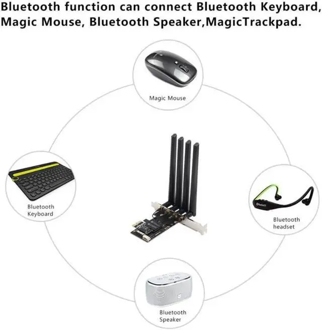 Alt view image 4 of 6 - PCI-E Wifi Card 802.11AC 1750Mbps Dual Band BCM94360CD Chip Wifi Bluetooth 4.0 Network Card for Windows 7/8/10/11 (Plug and Play for MacOS) support Airdrop Handoff