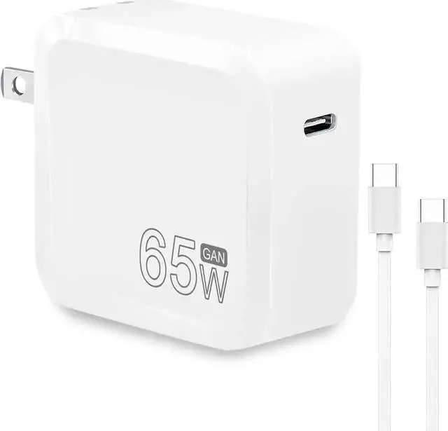 Main image of USB C Charger Block, 65W GaN Adapter with 6FT Type C Cable, Fast Charging Foldable Charger for i-Ph-one 15/14/13/12/11/Pro Max/XS/XR/X,Galaxy,i-P-ad Pro/Air/Mini,Ma-c-Book Pro/Air and More (White)