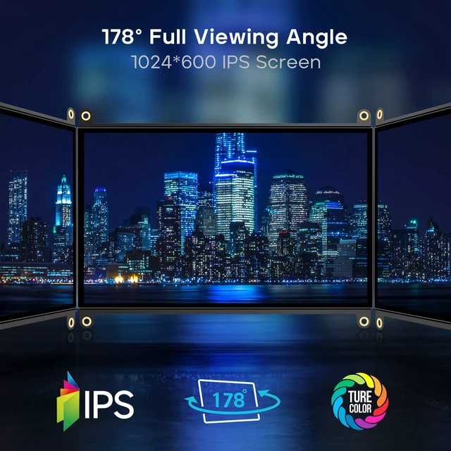 Alt view image 4 of 7 - 10.1" Touchscreen Monitor, 1024x600 IPS Raspberry Pi Screen, HDMI 5-Point Touch, Dual Speakers, Plug & Play, Pi 5/4/3/Zero, Home Assistant, Gaming, PC Sub-Monitor, 3 Display Modes, Easy Setup