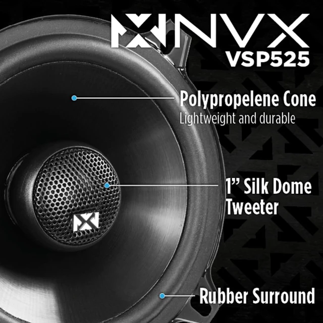 Alt view image 3 of 7 - VSP525 480W Peak (180W RMS) 5.25" V-Series 2-Way Coaxial Speakers with 25mm Silk Dome Tweeters
