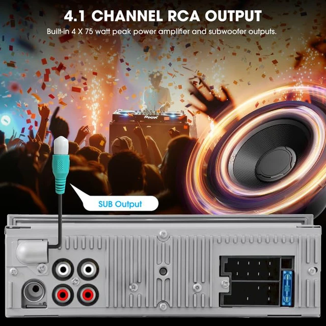 Alt view image 5 of 6 - Bluetooth Retro Radio for Classic Vehicles Single Din Vintage Car Stereo AM FM Tuner USB AUX Input Subwoofer RCA Output