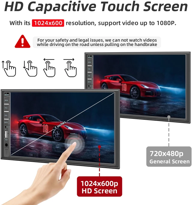 Alt view image 6 of 6 - Double Din Car Stereo with Backup Camera & Dash Cam 7inch Touchscreen Car Audio Receivers Support Apple Carplay & Android Auto, Bluetooth, Mirror Link, SWC, FM/EQ/USB/TF/AUX