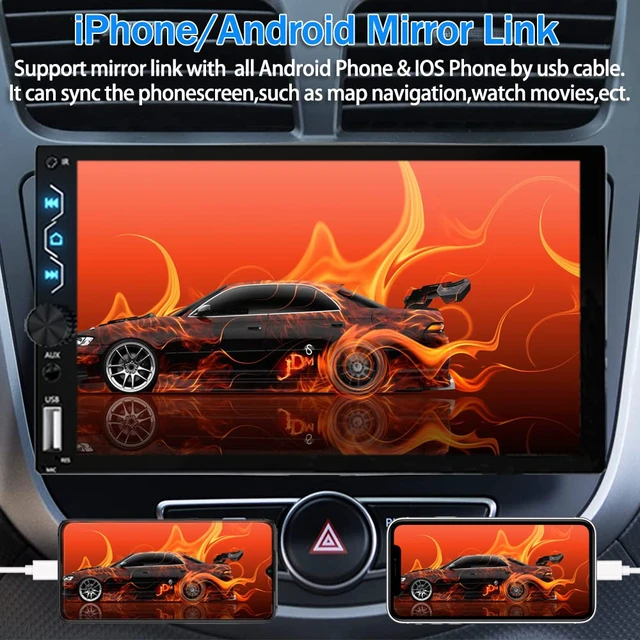 Alt view image 4 of 6 - Double Din Car Stereo with Dash Cam,7 Inch Full HD Touchscreen Car Audio Receiver Support Carplay and Android Auto,Car Stereo with Bluetooth,Mirror Link,Backup Camera,FM/USB/AUX/Subwoofer