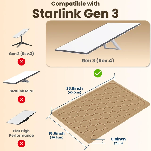 Alt view image 2 of 7 - Starlink Gen 3 Protective Cover Case, Starlink Standard Gen 3 Case for Satellite Dish, Silicone Hail Protector Cover for Starlink Standard, Waterproof,Impact Resistant to Rocks/Sand/Hail, Coyote Tan