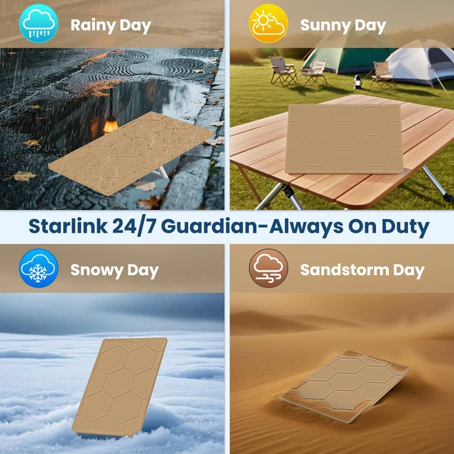 Alt view image 6 of 7 - Starlink Gen 3 Protective Cover Case, Starlink Standard Gen 3 Case for Satellite Dish, Silicone Hail Protector Cover for Starlink Standard, Waterproof,Impact Resistant to Rocks/Sand/Hail, Coyote Tan