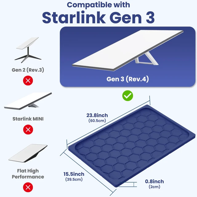 Alt view image 2 of 7 - Protective Cover Case for Starlink Gen 3, SL Standard Gen 3 Case for Satellite Dish, Silicone Hail Protector Cover for Starlink Standard, Waterproof,Impact Resistant to Rocks/Sand/Hail, Navy Blue