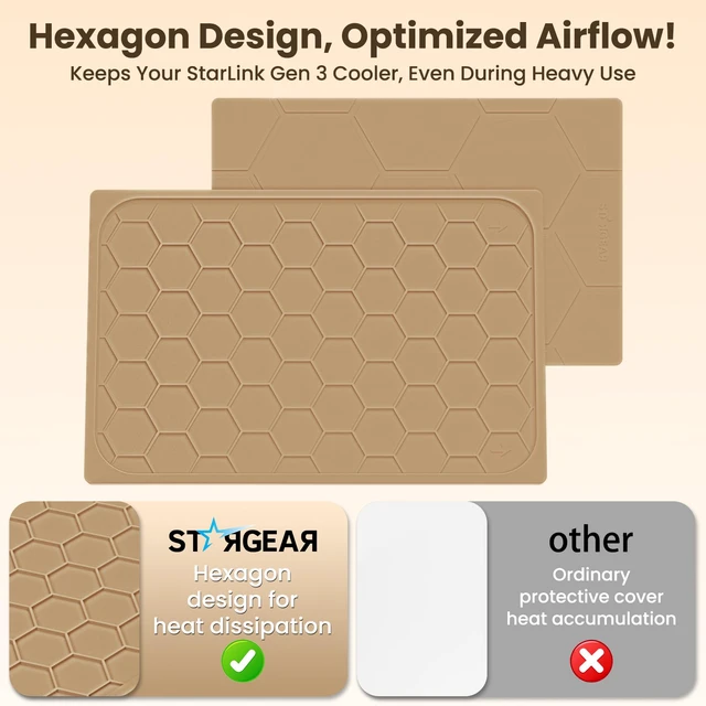 Alt view image 7 of 7 - Starlink Gen 3 Protective Cover Case, Starlink Standard Gen 3 Case for Satellite Dish, Silicone Hail Protector Cover for Starlink Standard, Waterproof,Impact Resistant to Rocks/Sand/Hail, Coyote Tan