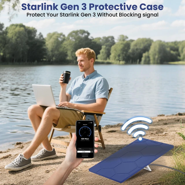Alt view image 5 of 7 - Protective Cover Case for Starlink Gen 3, SL Standard Gen 3 Case for Satellite Dish, Silicone Hail Protector Cover for Starlink Standard, Waterproof,Impact Resistant to Rocks/Sand/Hail, Navy Blue