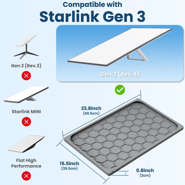 Alt view image 2 of 7 - Starlink Gen 3 Protective Cover Case, Starlink Standard Gen 3 Case for Satellite Dish, Silicone Hail Protector Cover for Starlink Standard, Waterproof,Impact Resistant to Rocks/Sand/Hail, Grey
