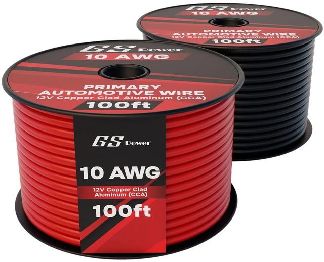 Main image of 10 Gauge Wire Automotive - 200ft CCA Primary 2 Spools 10 AWG Stranded, 12V Low Volrate,Flexible Electrical Stereo Audio, DIY Speaker Trailer Hookup, Red and Black Rolls