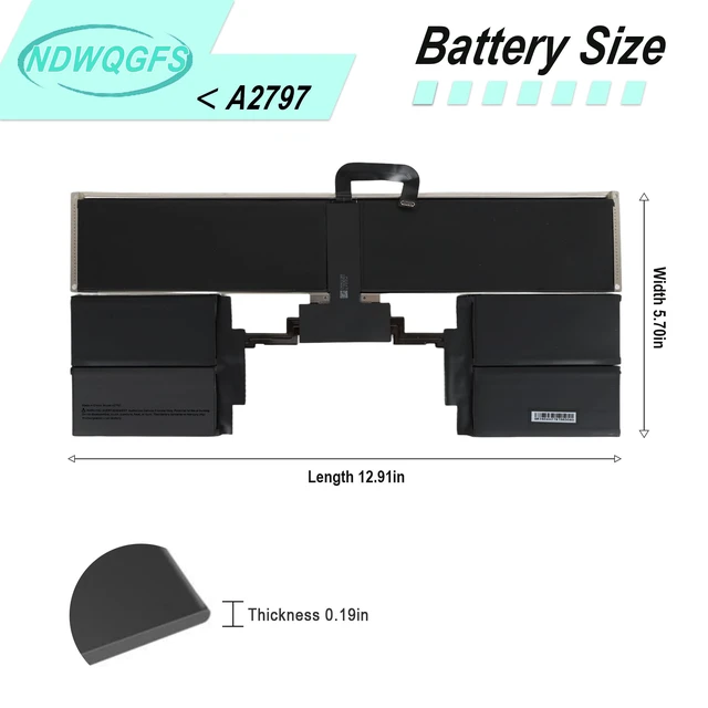 Alt view image 4 of 6 - A2797 A2941 Laptop Battery Compatible with MacBook Air 15-inch M2 2023 (A2941) & M3 2024 (A3114) 11.54V 66.5Wh Li-Polymer Compatible with EMC 8301, MRYQ3LL/A, MQKX3LL/A