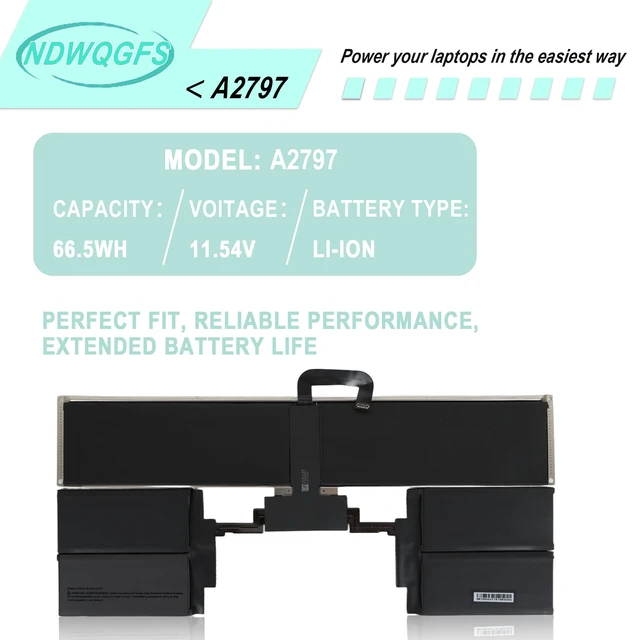 Alt view image 6 of 6 - A2797 A2941 Laptop Battery Compatible with MacBook Air 15-inch M2 2023 (A2941) & M3 2024 (A3114) 11.54V 66.5Wh Li-Polymer Compatible with EMC 8301, MRYQ3LL/A, MQKX3LL/A