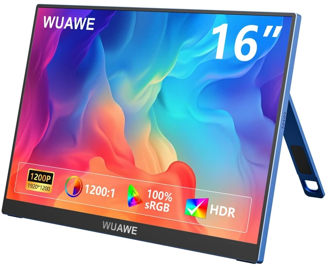 Main image of 16 Inch Portable Gaming Monitor 1920x1200P FHD 60hz Refresh Rate & HDR for PS5/Switch Ultra-Thin 0.3" Built-in Speakers, Eye Care Plug&Play for Laptop/Mac/Phone Student Gift(Blue)