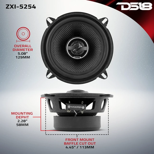 Alt view image 4 of 7 - ZXI-5254 5.25" Car Audio Coaxial Speaker with Built in Neodymium Tweeter and Kevlar Cone 2 Way 180 Watts Max 4 Ohm (2 Speakers),Black