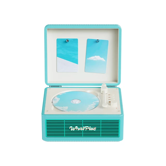 Main image of CD Player with Bluetooth Speakers, App Control, Magnetic Display Color: Light Blue. High-fidelity sound with a retro desktop design, ideal for home decor and gifting