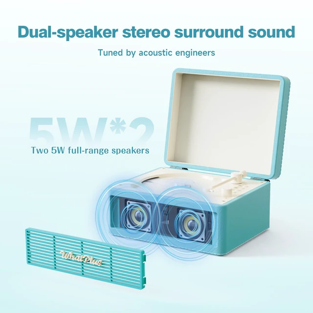 Alt view image 3 of 7 - CD Player with Bluetooth Speakers, App Control, Magnetic Display Color: Light Blue. High-fidelity sound with a retro desktop design, ideal for home decor and gifting
