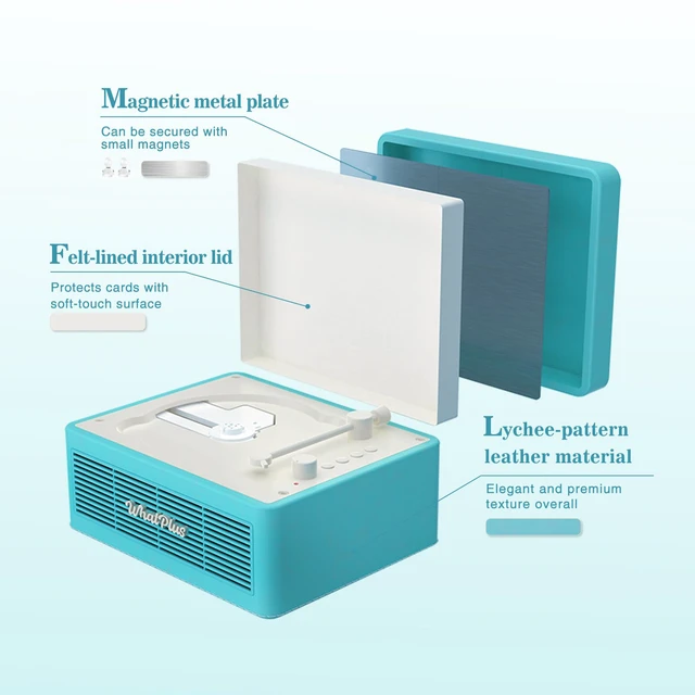 Alt view image 4 of 7 - CD Player with Bluetooth Speakers, App Control, Magnetic Display Color: Light Blue. High-fidelity sound with a retro desktop design, ideal for home decor and gifting