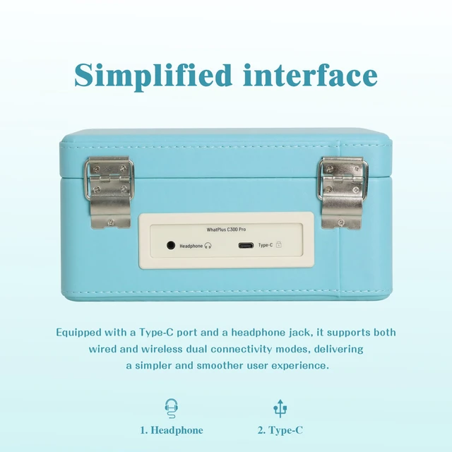 Alt view image 5 of 7 - CD Player with Bluetooth Speakers, App Control, Magnetic Display Color: Light Blue. High-fidelity sound with a retro desktop design, ideal for home decor and gifting