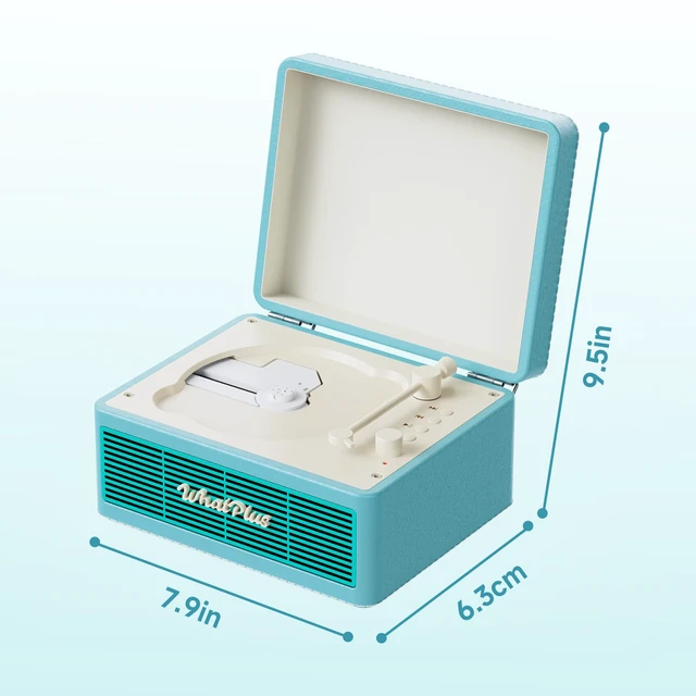 Alt view image 7 of 7 - CD Player with Bluetooth Speakers, App Control, Magnetic Display Color: Light Blue. High-fidelity sound with a retro desktop design, ideal for home decor and gifting