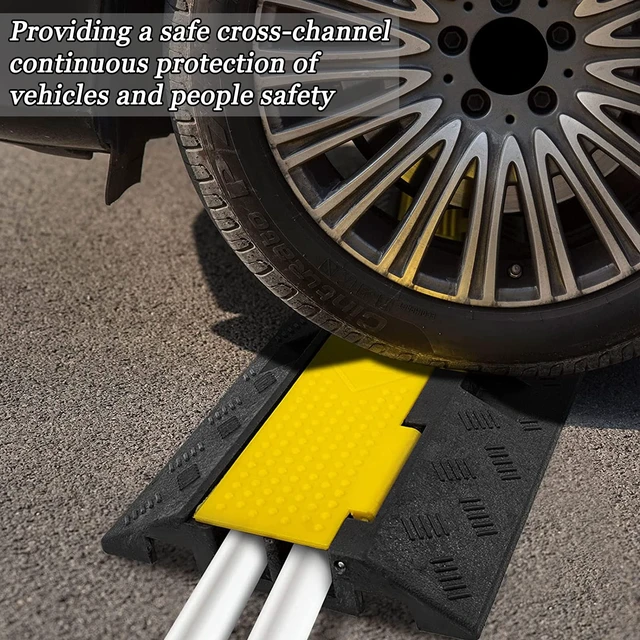 Alt view image 2 of 7 - Cable Ramp 3 Pack 2 Channel 11000lbs axle Capacity Floor Cord Cable Protector, Rubber Speed Bumps Hose Protector Ramps for Wire/Hose/Pipe Hider Driveway &Outdoor 40x10x2 inch(L x W x H)