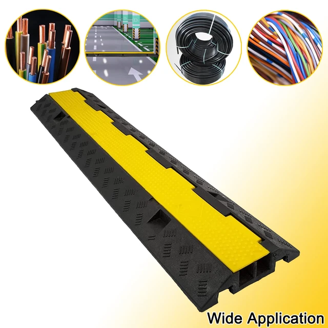 Alt view image 3 of 7 - Cable Ramp 3 Pack 2 Channel 11000lbs axle Capacity Floor Cord Cable Protector, Rubber Speed Bumps Hose Protector Ramps for Wire/Hose/Pipe Hider Driveway &Outdoor 40x10x2 inch(L x W x H)