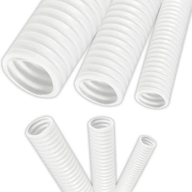 Main image of 1" Polypropylene Non-Slit Wire Loom Corrugated Flexible Conduit - 100 Feet - White