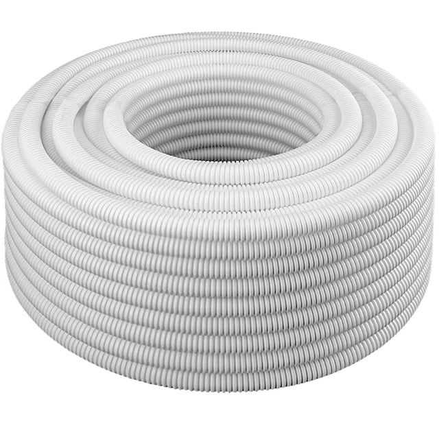 Alt view image 2 of 2 - 1" Polypropylene Non-Slit Wire Loom Corrugated Flexible Conduit - 100 Feet - White