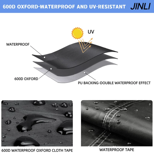 Alt view image 3 of 7 - Outdoor TV Cover 95-100 Inch, 600D Heavy Duty Waterproof Oxford Fabric, Weatherproof Dustproof UV Resistant, with Remote Control Pocket & Waterproof Zipper, Black