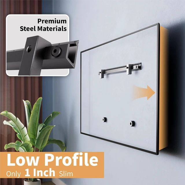 Alt view image 2 of 6 - 2-Set Studless Drywall TV Wall Mount for 32-75 inch Flat Screen TVs 150Lbs Heavy Duty TV Bracket Hanger, No Stud, No Drill, No Anchors, Slim, Easy Install with All Hardware, Max VESA 600x400mm
