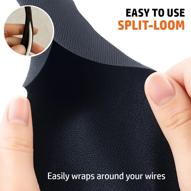 Alt view image 2 of 6 - Woven Mesh Split-Sleeve Wire Loom for High-Temperature Automotive Harness and Home Cable Management - 25 feet (1.25")