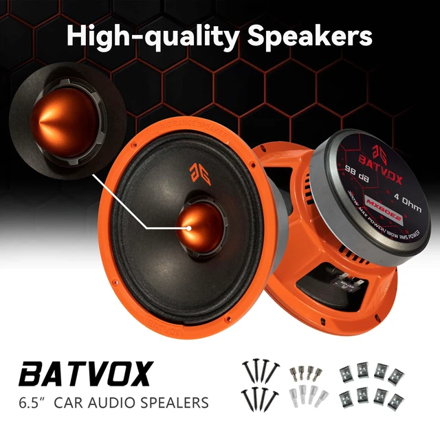 Alt view image 2 of 7 - MX80E2 Loudspeaker 8 Inch Midrange 640 Watts 4 Ohms Orange Bullet, Premium Quality Audio Door Speakers for Car or Truck Stereo Sound System, Orange (2 Speakers)