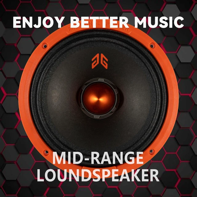 Alt view image 6 of 7 - MX80E2 Loudspeaker 8 Inch Midrange 640 Watts 4 Ohms Orange Bullet, Premium Quality Audio Door Speakers for Car or Truck Stereo Sound System, Orange (2 Speakers)