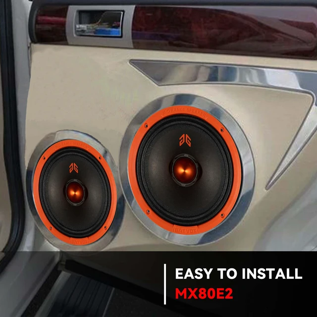 Alt view image 7 of 7 - MX80E2 Loudspeaker 8 Inch Midrange 640 Watts 4 Ohms Orange Bullet, Premium Quality Audio Door Speakers for Car or Truck Stereo Sound System, Orange (2 Speakers)