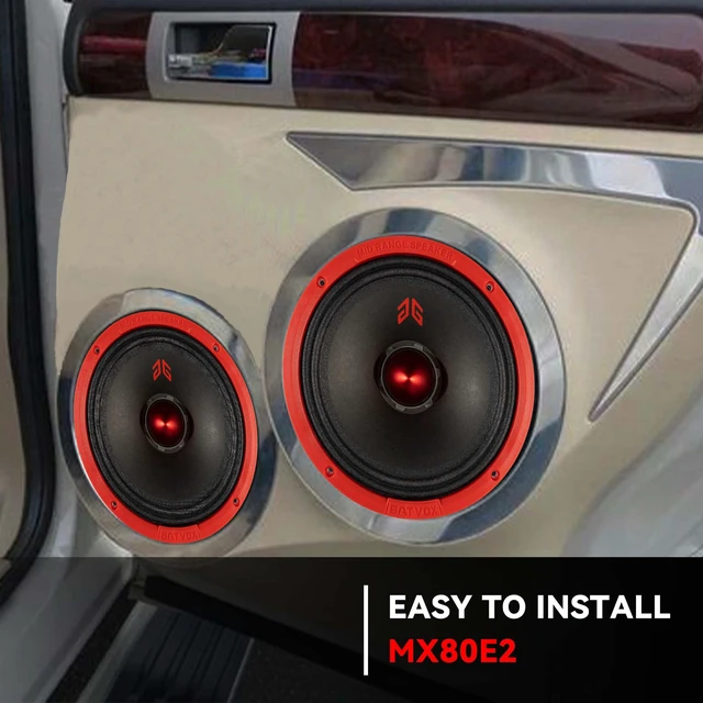 Alt view image 7 of 7 - MX80E2 Loudspeaker 8 Inch Midrange 640 Watts 4 Ohms Red Bullet, Premium Quality Audio Door Speakers for Car or Truck Stereo Sound System, Red (2 Speakers)
