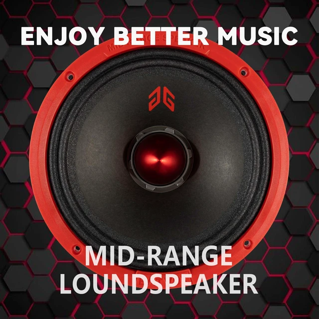 Alt view image 6 of 7 - MX80E2 Loudspeaker 8 Inch Midrange 640 Watts 4 Ohms Red Bullet, Premium Quality Audio Door Speakers for Car or Truck Stereo Sound System, Red (2 Speakers)