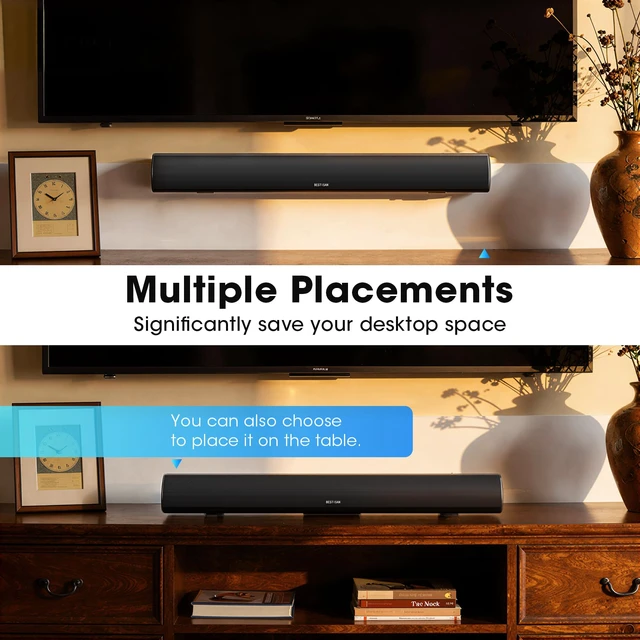 Alt view image 5 of 7 - 80 Watt Soundbar, Sound Bars for TV of Home Theater System (Bluetooth 5.0, 34 inch, DSP, Strong Bass, Wireless Wired Connections, Bass Adjustable, Wall Mountable)