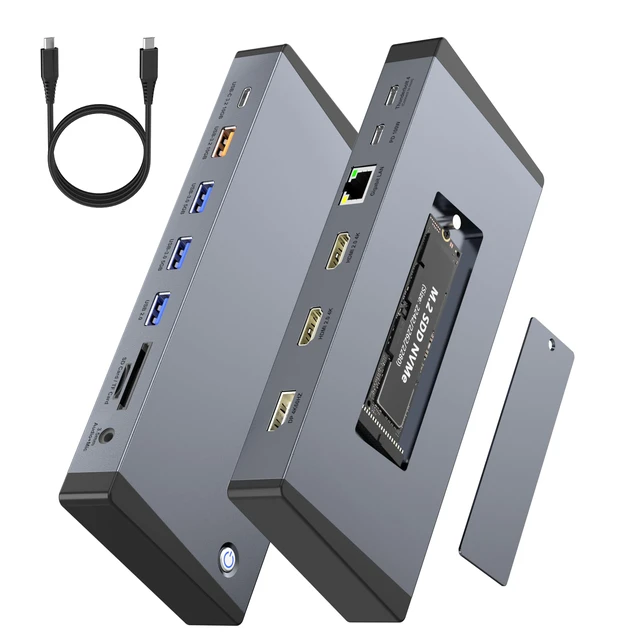 Main image of Laptop Docking Station 3 Monitors for Dell/HP/Lenovo/Mac, 15 in 1 USB C Docking Station Dual Monitor with M.2 NVMe SSD Slot, 4K@60Hz Triple Display Dock with HDMI/Displayport/PD/LAN/SD/TF/10Gbps USB