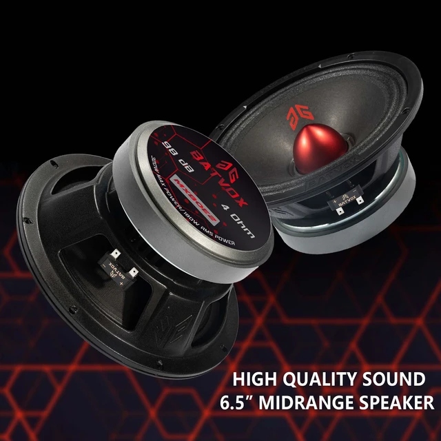 Alt view image 4 of 7 - MX80E2 Loudspeaker 8 Inch Midrange 640 Watts 4 Ohms Red Bullet, Premium Quality Audio Door Speakers for Car or Truck Stereo Sound System, Black (2 Speakers)