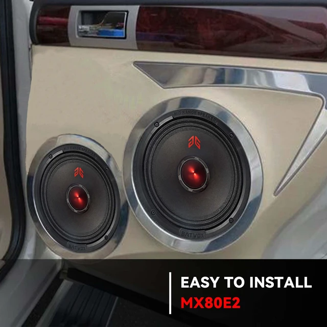 Alt view image 7 of 7 - MX80E2 Loudspeaker 8 Inch Midrange 640 Watts 4 Ohms Red Bullet, Premium Quality Audio Door Speakers for Car or Truck Stereo Sound System, Black (2 Speakers)