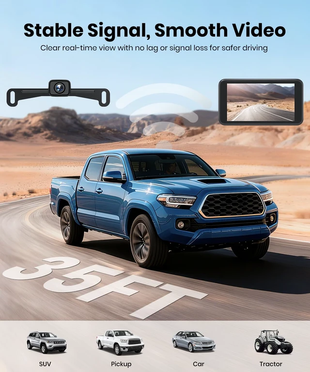 Alt view image 3 of 7 - 5 Wireless Backup Camera with 1080P Dual-Channel Monitor Easy Install for Powered by USB Boost Cable, Stable Real-Time View, IP69K Waterproof Night Vision for Car SUV Truck Pickup