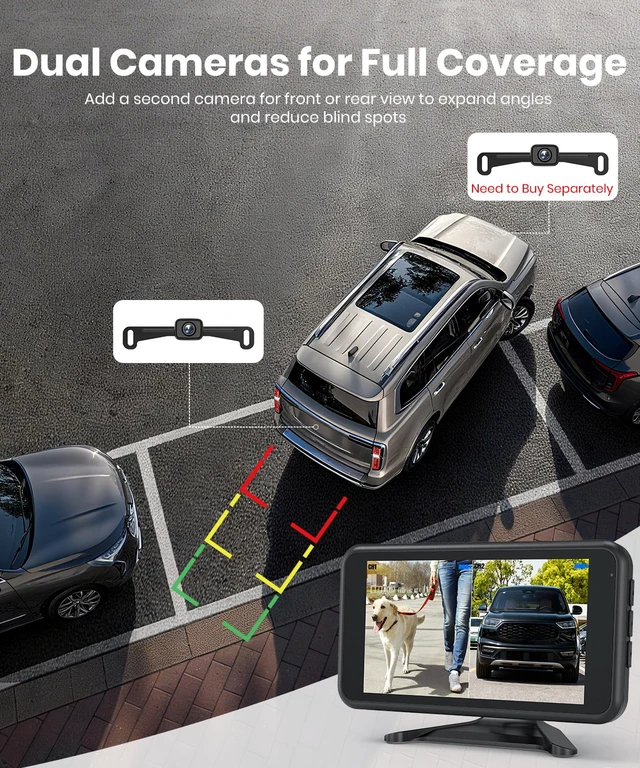 Alt view image 6 of 7 - 5 Wireless Backup Camera with 1080P Dual-Channel Monitor Easy Install for Powered by USB Boost Cable, Stable Real-Time View, IP69K Waterproof Night Vision for Car SUV Truck Pickup