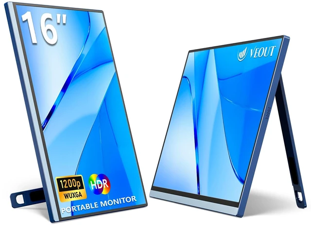 Main image of 16" Portable Monitor with Built-in Stand, IPS Vertical Monitor, USB-C & Mini HDMI External Laptop Screen, Second Display for PC, MacBook, iPad, Phone, Travel & Office