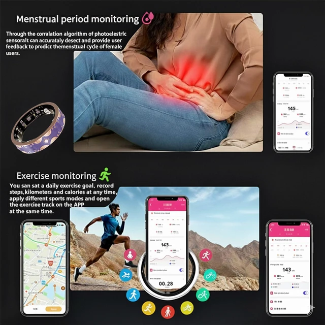 Alt view image 4 of 7 - Smart Ring for Women, Baroque Inspired Design (Purple,7) Sleep Tracker, Health Monitoring, Fitness Tracking, Remote Photography, No Subscription, iOS & Android