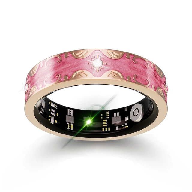 Main image of Smart Ring for Women, Baroque Inspired Design (Pink,7) Sleep Tracker, Health Monitoring, Fitness Tracking, Remote Photography, No Subscription, iOS & Android
